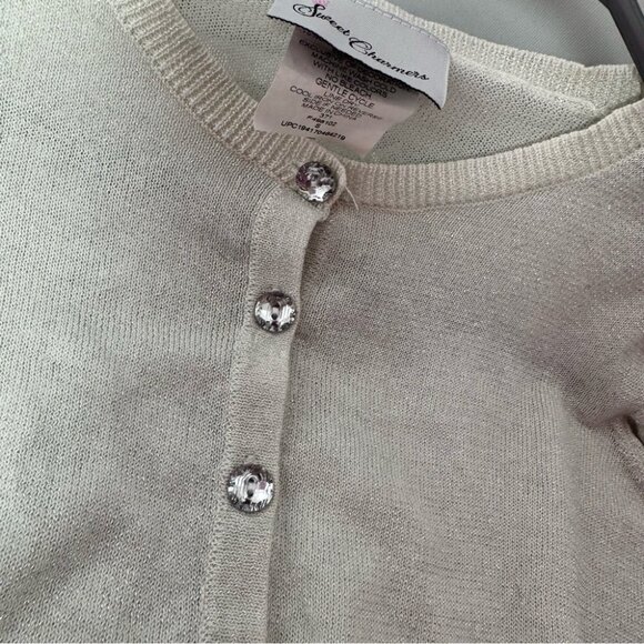 Sweet charmers cardigan cropped sparkle diamond buttons white silver crystals - Picture 5 of 10